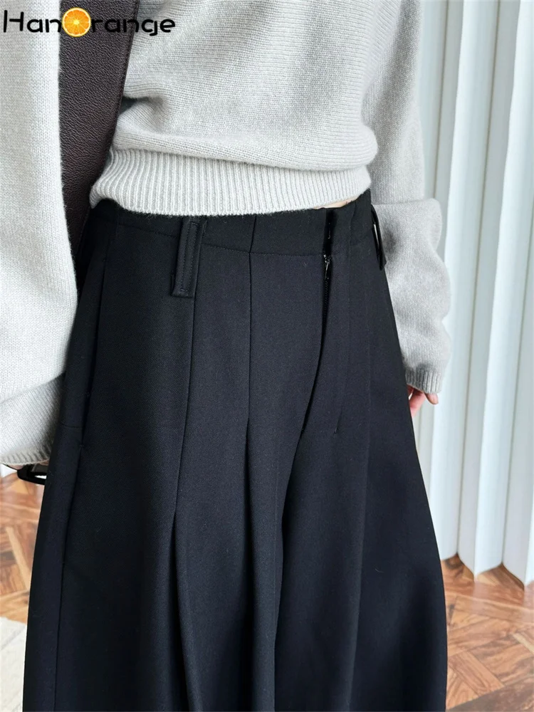 HanOrange 2026 Winter Wide Leg Pants Women Straightening Thick Trousers White/Black/Dark Brown