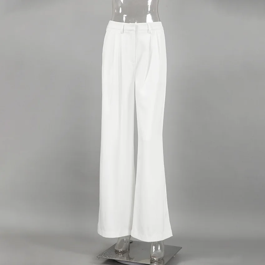 Women Spring Fashion Stright Wide Leg Long Pants High Waist White Pants Fashion Women Clothes Pants Female Trousers