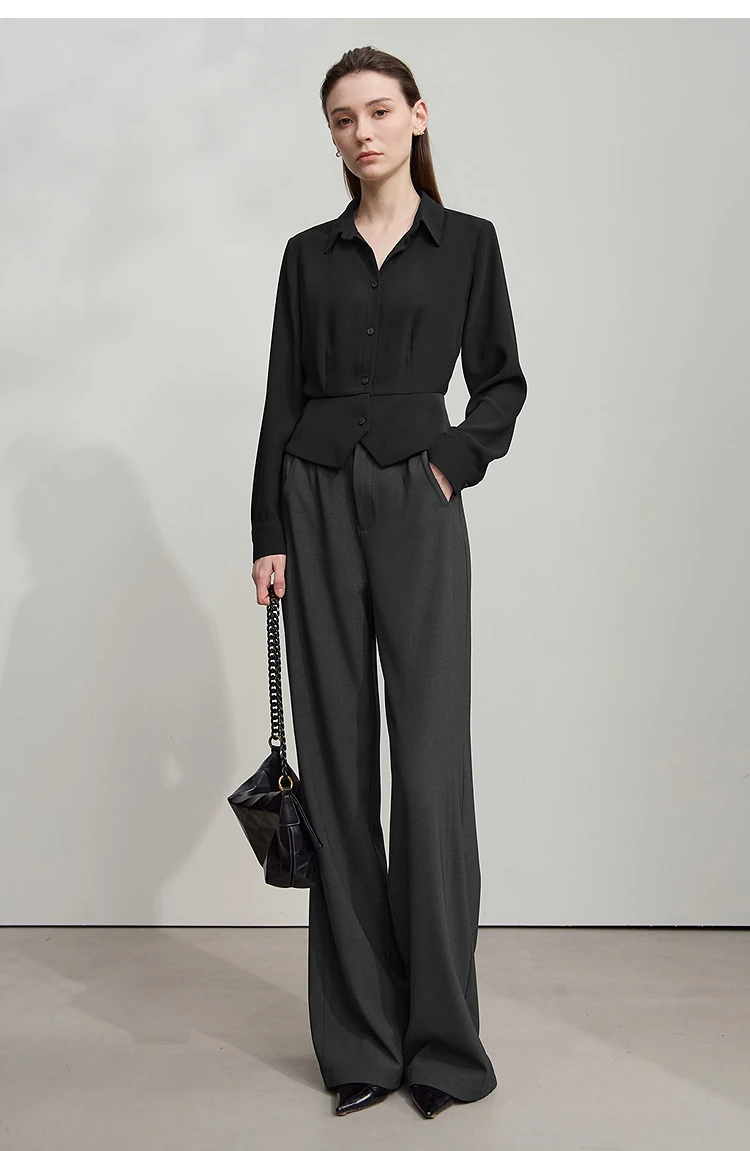 AMII Minimalist Pants 2026 Autumn New Elegant Luxury Office Lady Casual Loose Trousers Elastic Straight Wide Leg Pants 12523044