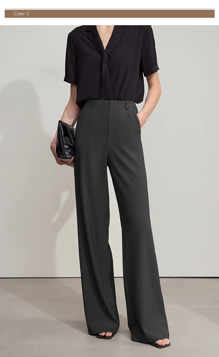 AMII Minimalist Pants 2026 Autumn New Elegant Luxury Office Lady Casual Loose Trousers Elastic Straight Wide Leg Pants 12523044