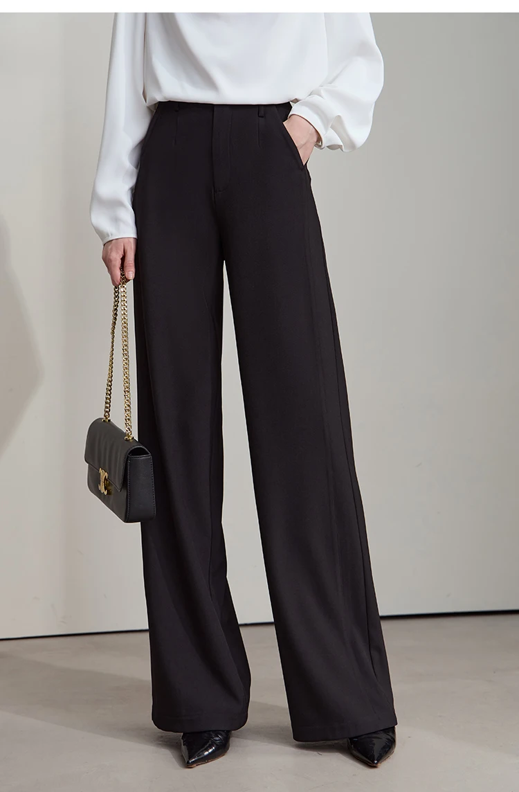 AMII Minimalist Pants 2026 Autumn New Elegant Luxury Office Lady Casual Loose Trousers Elastic Straight Wide Leg Pants 12523044