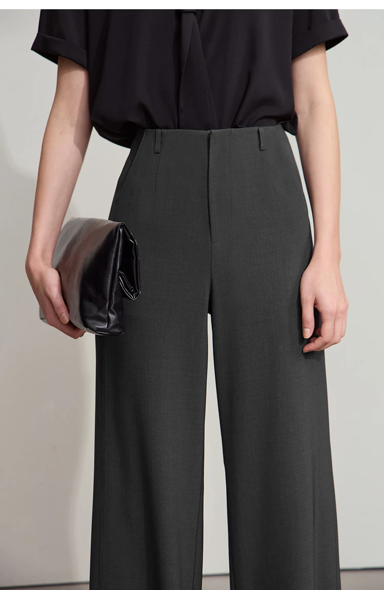 AMII Minimalist Pants 2026 Autumn New Elegant Luxury Office Lady Casual Loose Trousers Elastic Straight Wide Leg Pants 12523044