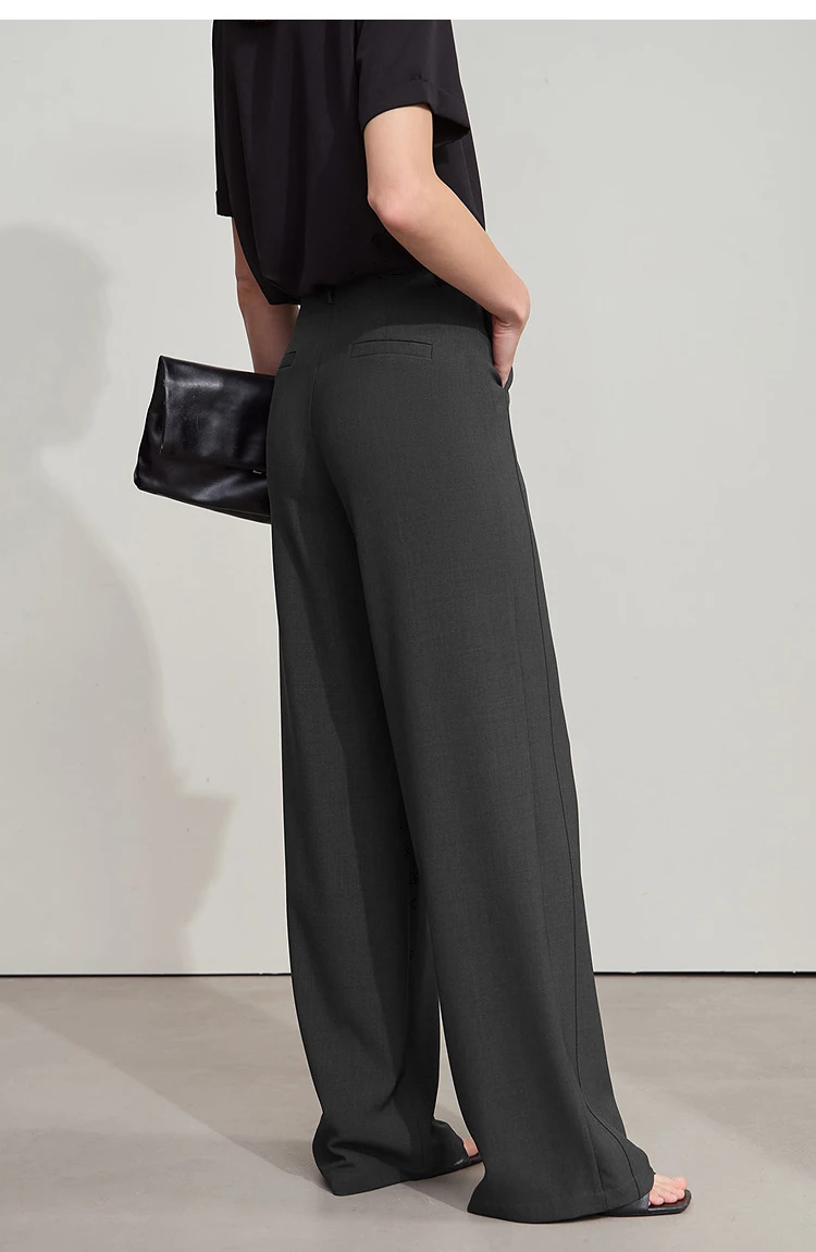 AMII Minimalist Pants 2026 Autumn New Elegant Luxury Office Lady Casual Loose Trousers Elastic Straight Wide Leg Pants 12523044