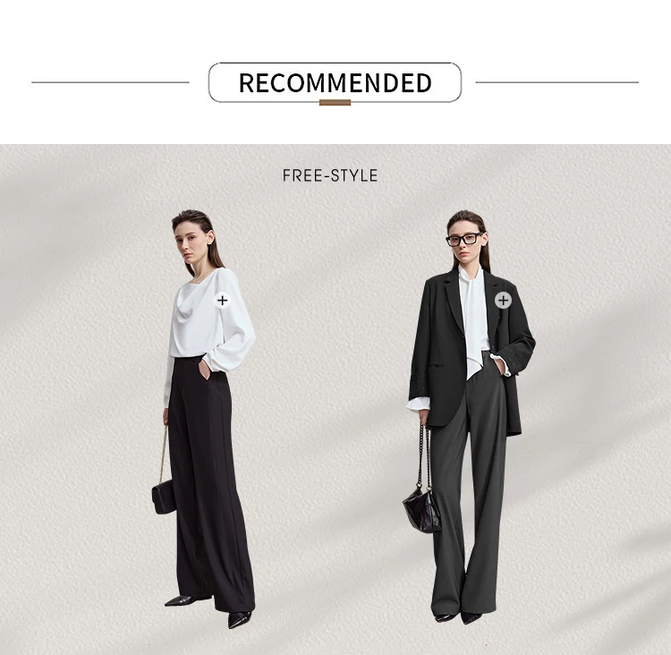 AMII Minimalist Pants 2026 Autumn New Elegant Luxury Office Lady Casual Loose Trousers Elastic Straight Wide Leg Pants 12523044