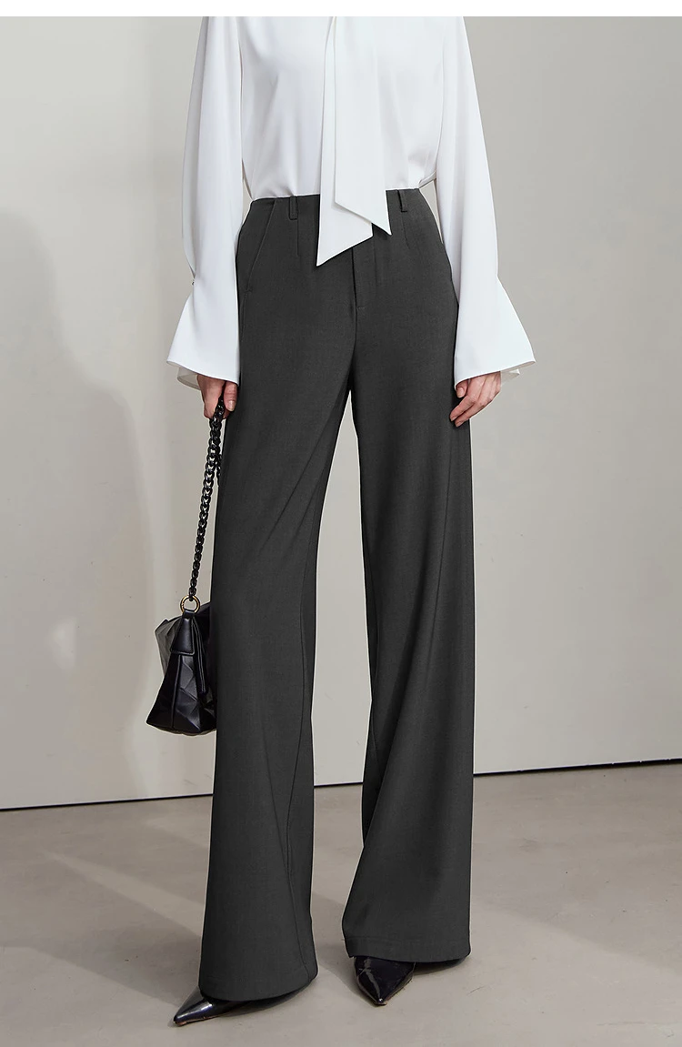 AMII Minimalist Pants 2026 Autumn New Elegant Luxury Office Lady Casual Loose Trousers Elastic Straight Wide Leg Pants 12523044
