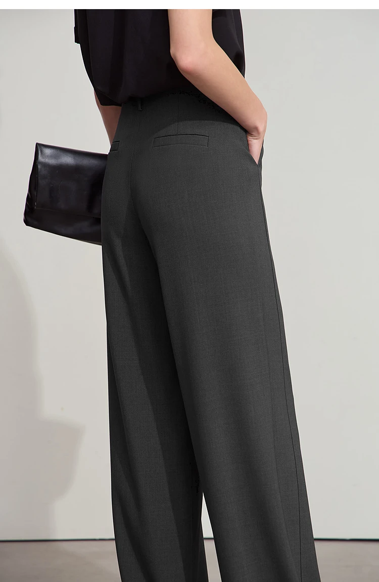 AMII Minimalist Pants 2026 Autumn New Elegant Luxury Office Lady Casual Loose Trousers Elastic Straight Wide Leg Pants 12523044