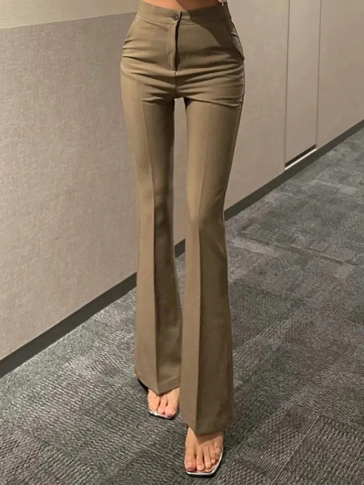 Office New Slim High Waisted Suit Pants Korean Fashion Women's Casual Bootcut Pantalones Wide Leg Straight Elegant Trousers