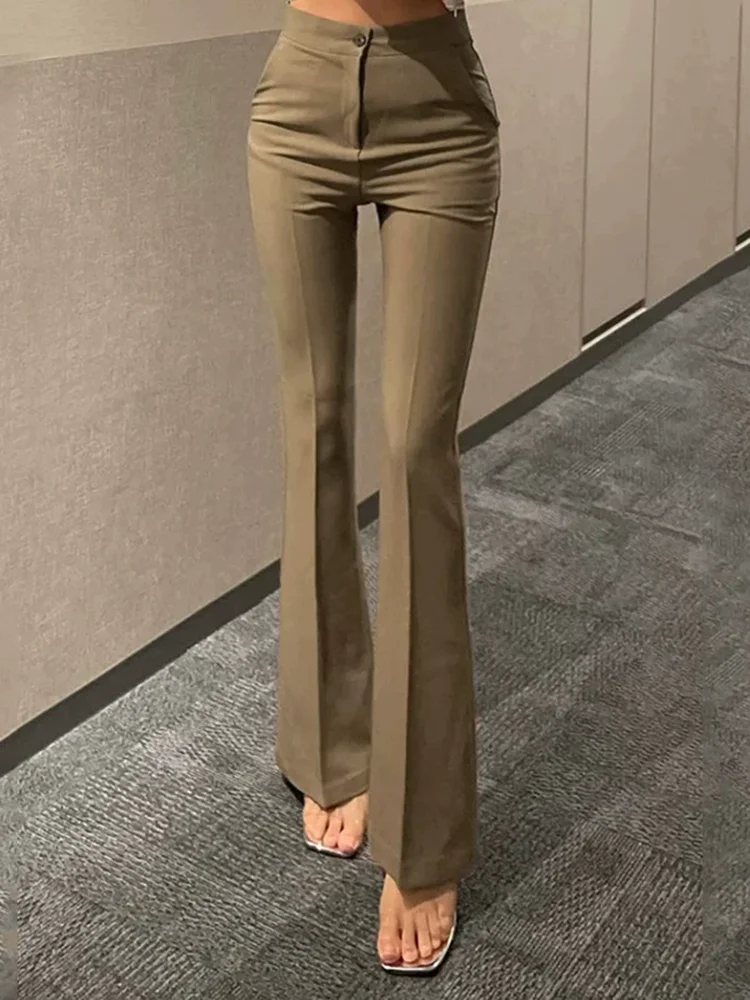 Office New Slim High Waisted Suit Pants Korean Fashion Women's Casual Bootcut Pantalones Wide Leg Straight Elegant Trousers