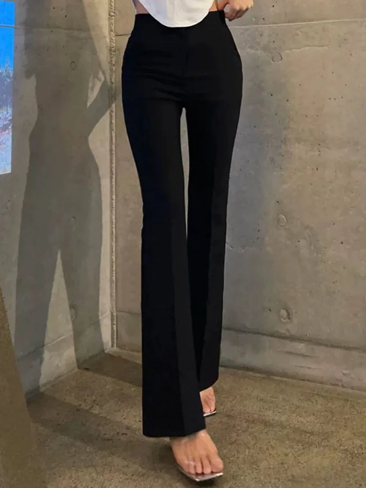 Office New Slim High Waisted Suit Pants Korean Fashion Women's Casual Bootcut Pantalones Wide Leg Straight Elegant Trousers