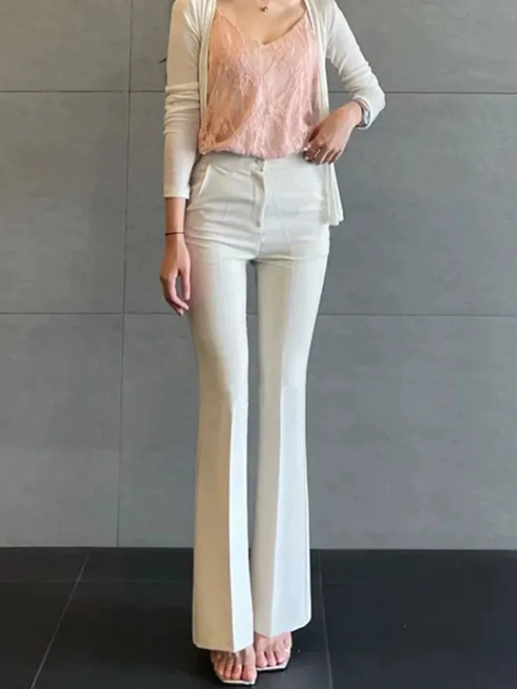 Office New Slim High Waisted Suit Pants Korean Fashion Women's Casual Bootcut Pantalones Wide Leg Straight Elegant Trousers