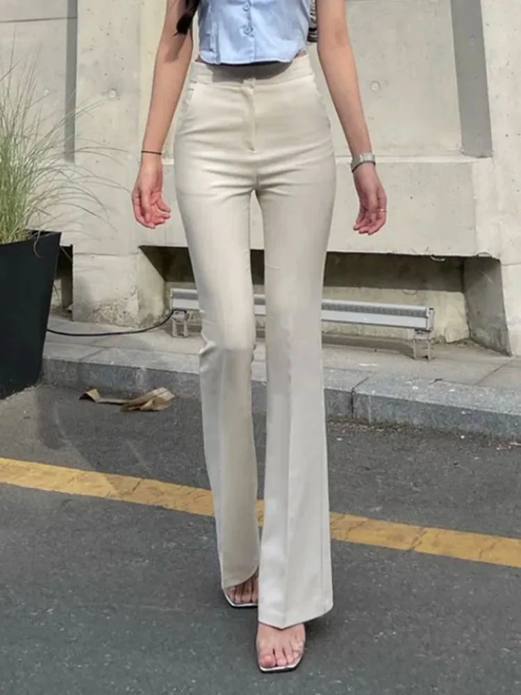 Office New Slim High Waisted Suit Pants Korean Fashion Women's Casual Bootcut Pantalones Wide Leg Straight Elegant Trousers
