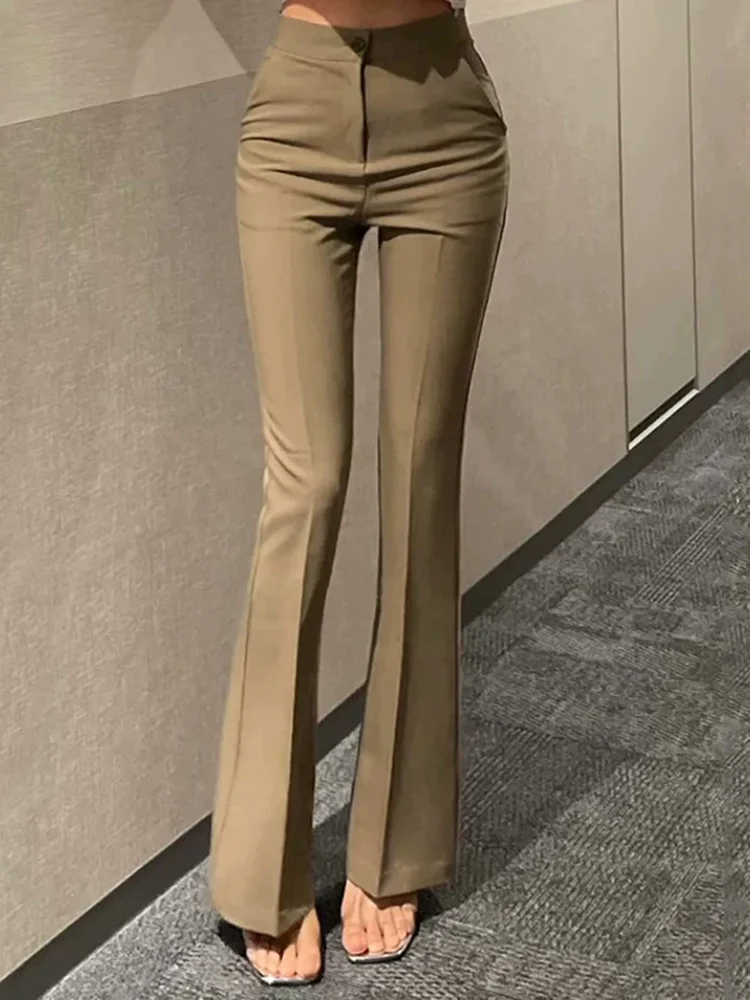 Office New Slim High Waisted Suit Pants Korean Fashion Women's Casual Bootcut Pantalones Wide Leg Straight Elegant Trousers