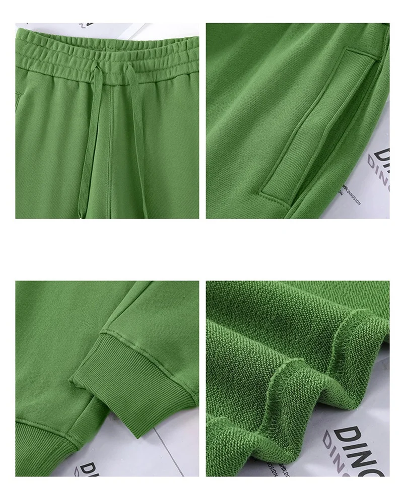 Fashion Spring Autumn 380g Cotton Sweatpants Women's Casual Trousers 7-colors Elastic-waist Pencil Pants Comfy Bundle Foot Pants