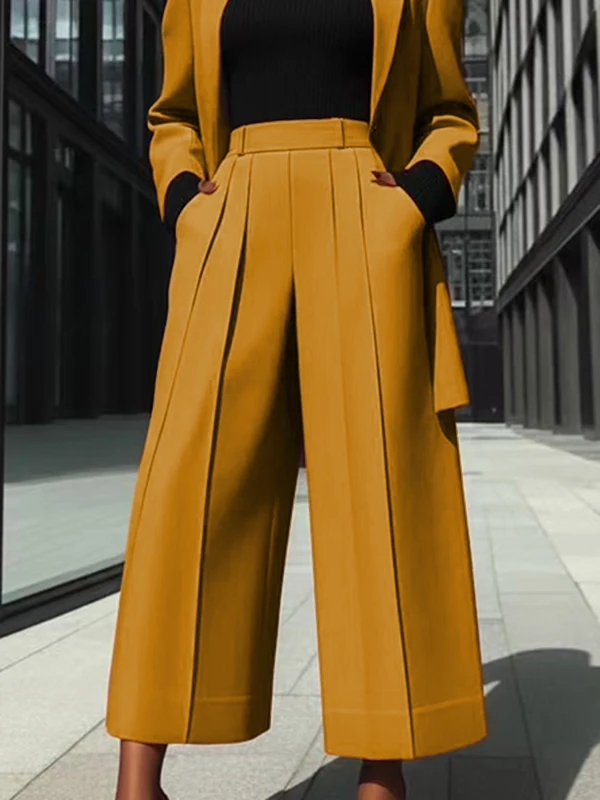 Krisstargirls 2026 Women's Wide Leg Party Pants Spring Pleated Office Casual Loose Culottes Fashion Evening Trousers Urban Lady
