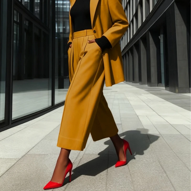 Krisstargirls 2026 Women's Wide Leg Party Pants Spring Pleated Office Casual Loose Culottes Fashion Evening Trousers Urban Lady