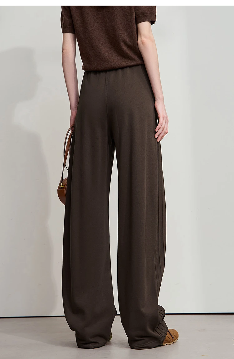 AMII Minimalist 2025 Autumn New Arrival Lady Wide Leg Pants Loose Pure Cotton Knitted Casual Trousers Women Clothing 12523098