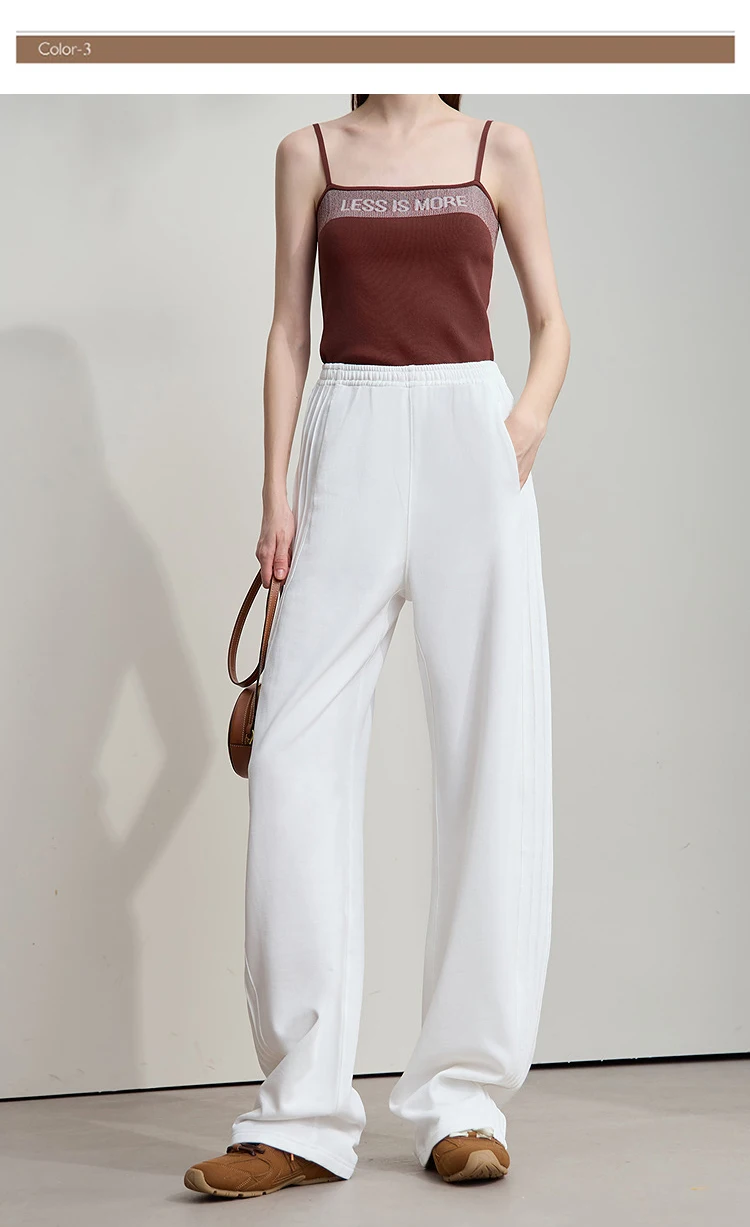 AMII Minimalist 2025 Autumn New Arrival Lady Wide Leg Pants Loose Pure Cotton Knitted Casual Trousers Women Clothing 12523098