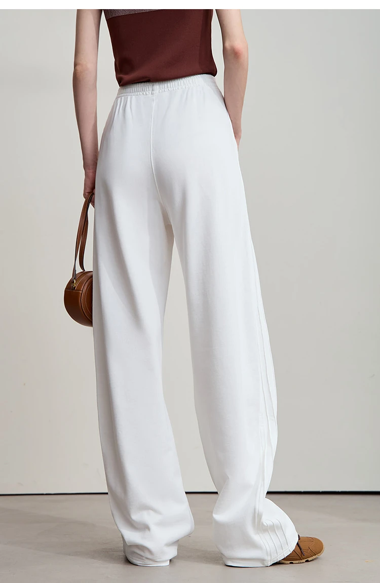 AMII Minimalist 2025 Autumn New Arrival Lady Wide Leg Pants Loose Pure Cotton Knitted Casual Trousers Women Clothing 12523098