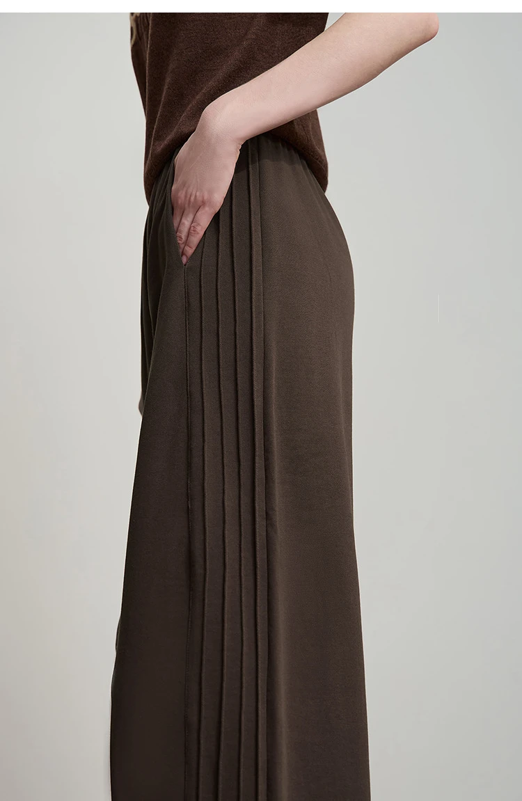 AMII Minimalist 2025 Autumn New Arrival Lady Wide Leg Pants Loose Pure Cotton Knitted Casual Trousers Women Clothing 12523098