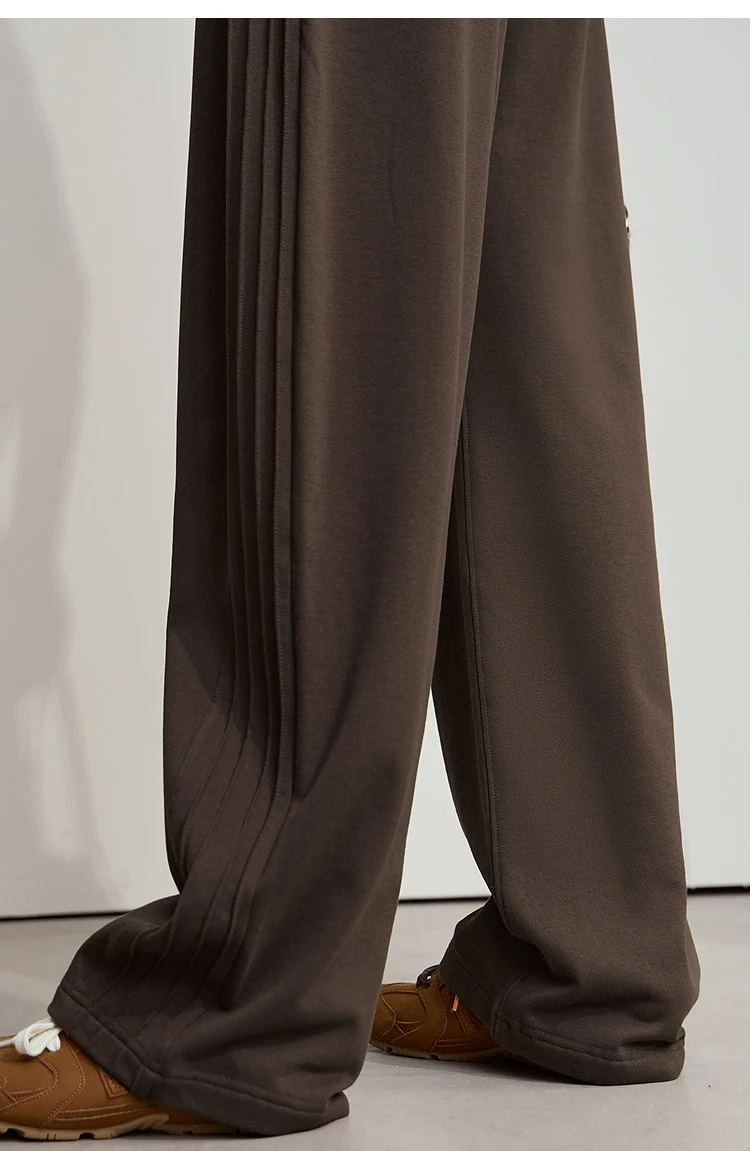 AMII Minimalist 2025 Autumn New Arrival Lady Wide Leg Pants Loose Pure Cotton Knitted Casual Trousers Women Clothing 12523098