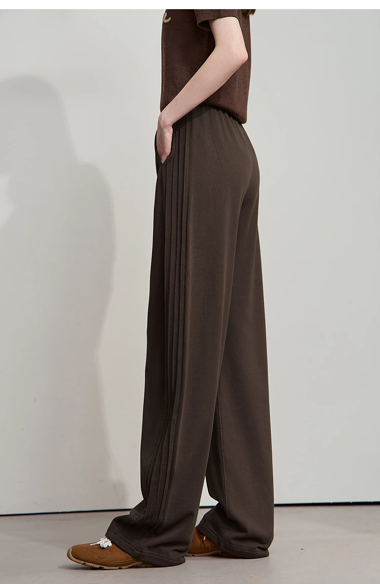 AMII Minimalist 2025 Autumn New Arrival Lady Wide Leg Pants Loose Pure Cotton Knitted Casual Trousers Women Clothing 12523098