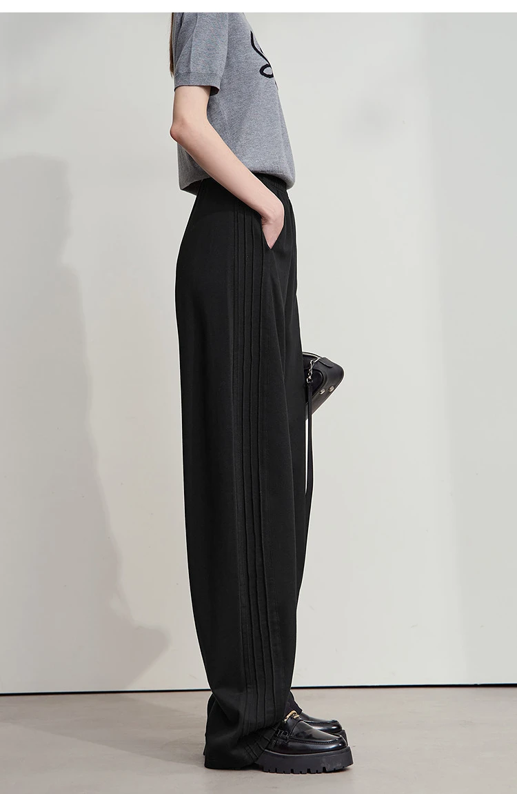 AMII Minimalist 2025 Autumn New Arrival Lady Wide Leg Pants Loose Pure Cotton Knitted Casual Trousers Women Clothing 12523098