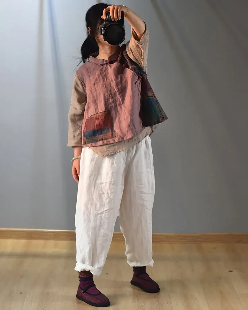 High Quality Cotton Linen Harem Pants Women New 2024 Autumn Vintage Style Solid Color Loose Female Ankle-length Casual Pant M182