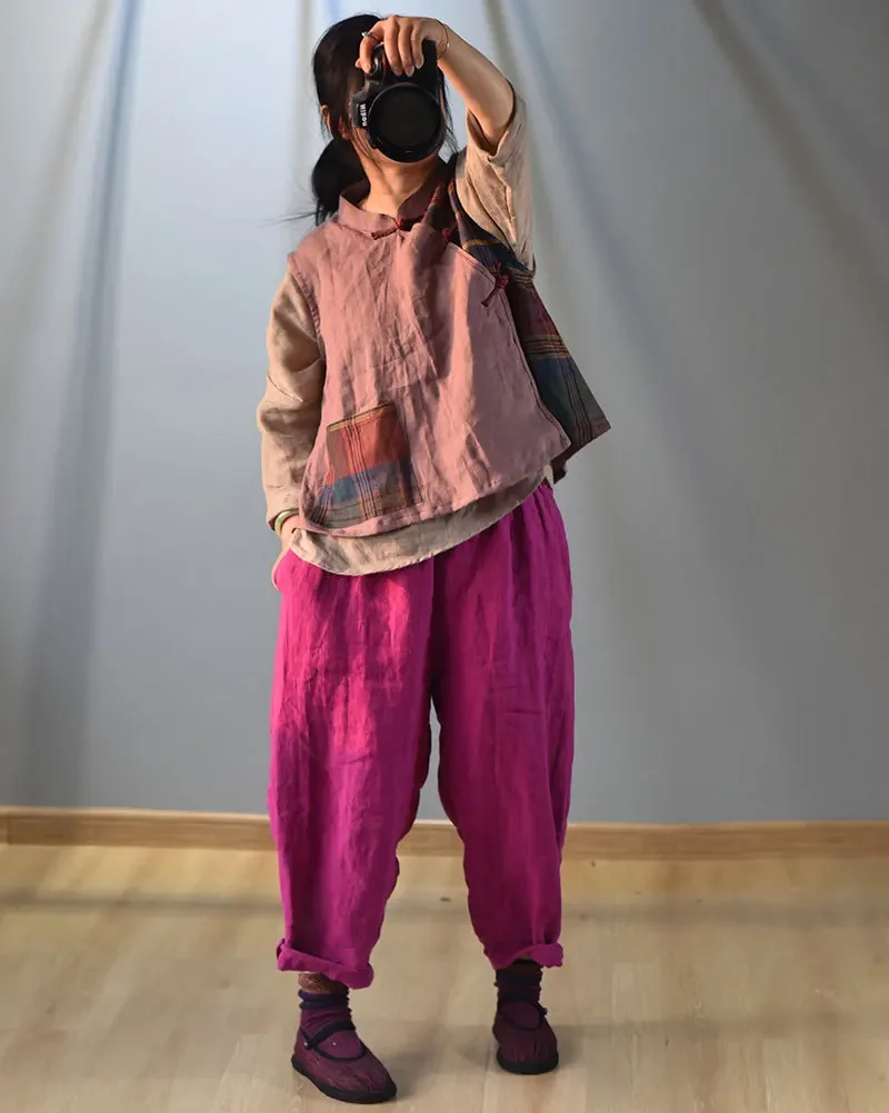 High Quality Cotton Linen Harem Pants Women New 2024 Autumn Vintage Style Solid Color Loose Female Ankle-length Casual Pant M182
