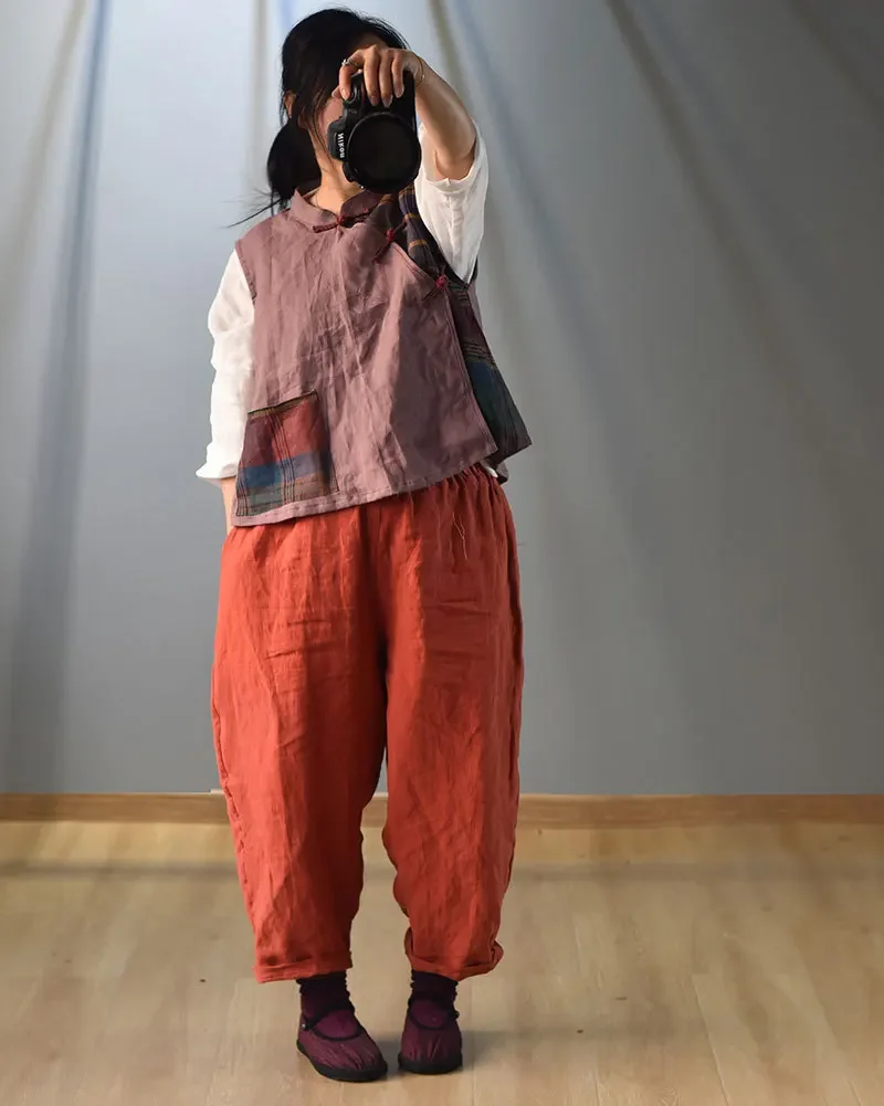 High Quality Cotton Linen Harem Pants Women New 2024 Autumn Vintage Style Solid Color Loose Female Ankle-length Casual Pant M182