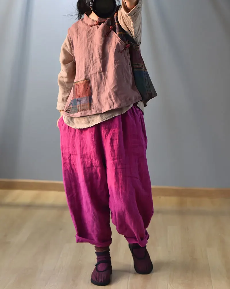 High Quality Cotton Linen Harem Pants Women New 2024 Autumn Vintage Style Solid Color Loose Female Ankle-length Casual Pant M182