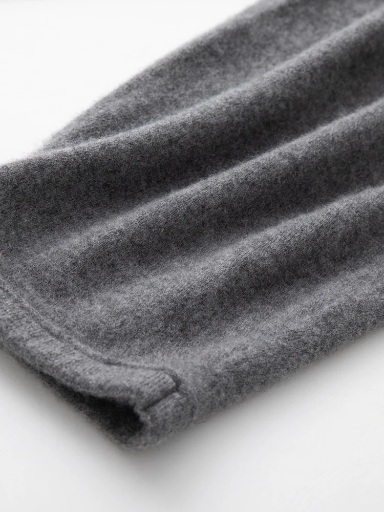 Women Cashmere Pants Autumn Winter Casual Loose Long Bloomers 100% Cashmere Knit Pants Chic Drawstring Pocket Cashmere Trousers