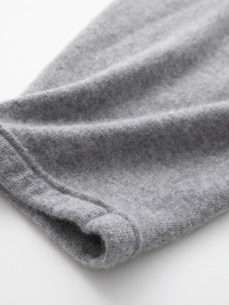 Women Cashmere Pants Autumn Winter Casual Loose Long Bloomers 100% Cashmere Knit Pants Chic Drawstring Pocket Cashmere Trousers