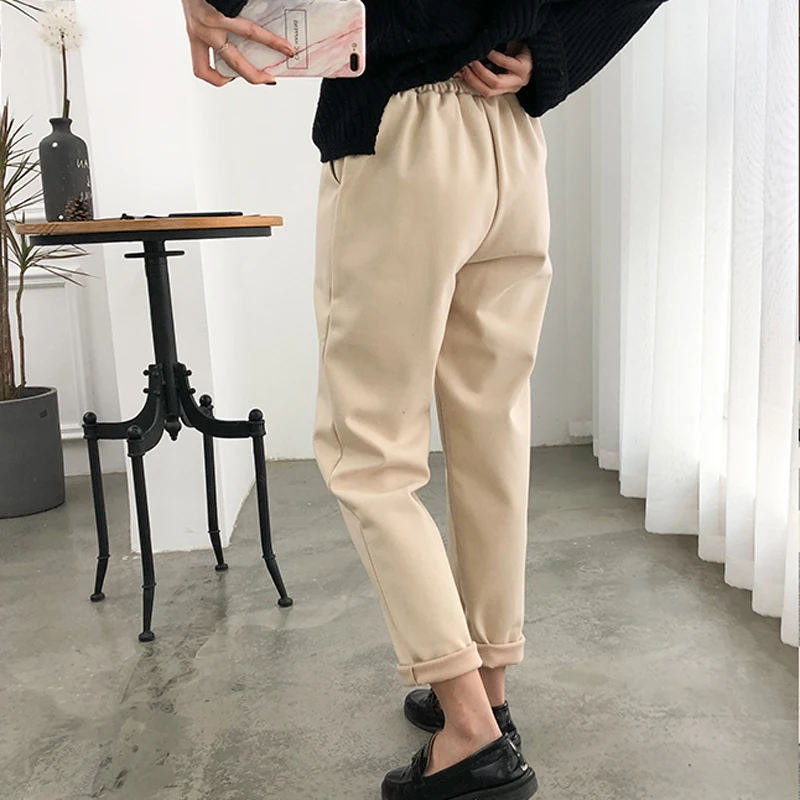 Thicken Women Pencil Pants 2026 Autumn Winter Trousers OL Style Female Work Suit Pants Loose Female Trousers Capris 6648