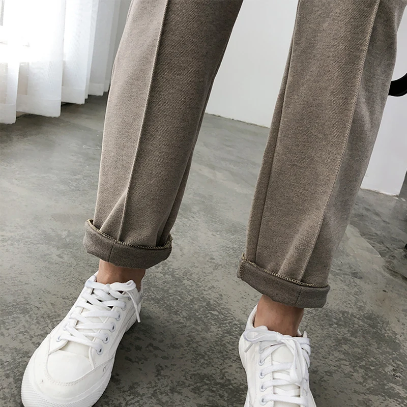 Thicken Women Pencil Pants 2026 Autumn Winter Trousers OL Style Female Work Suit Pants Loose Female Trousers Capris 6648