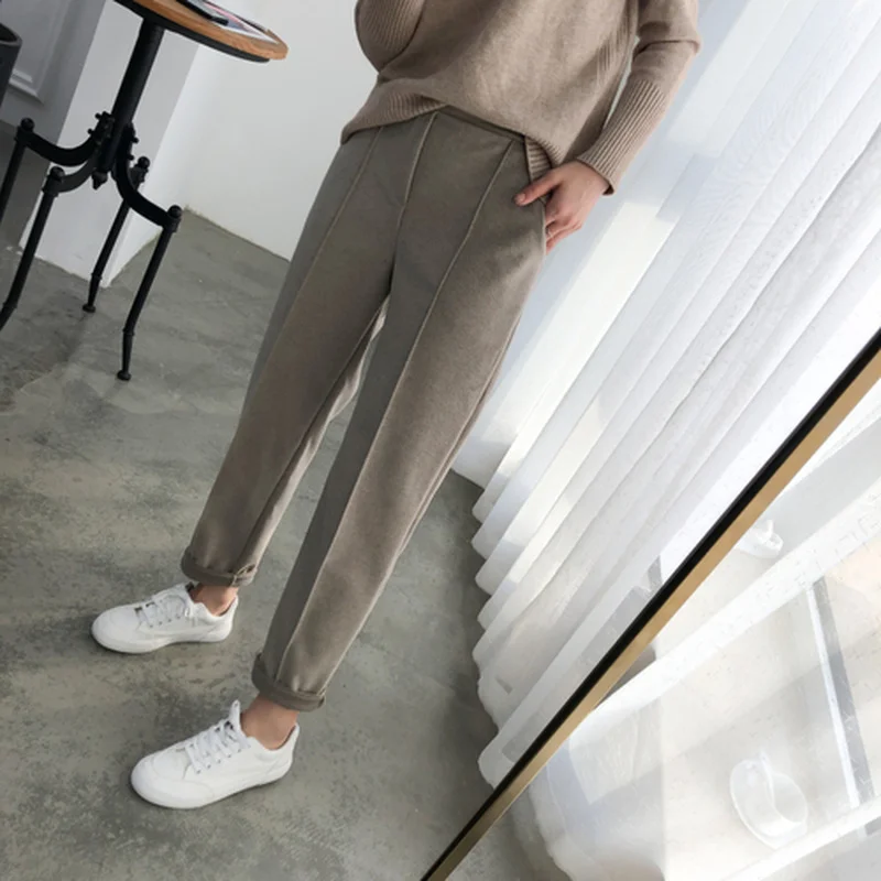 Thicken Women Pencil Pants 2026 Autumn Winter Trousers OL Style Female Work Suit Pants Loose Female Trousers Capris 6648
