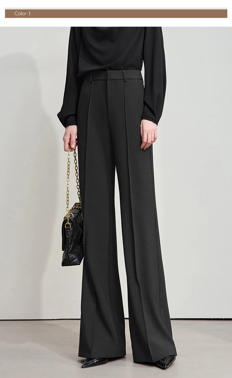 AMII Minimalist Women Casual Pants 2025 Autumn Fashion Black Wide Leg Pants Anti Wrinkle Loose Trousers Women's Clothes 12523100