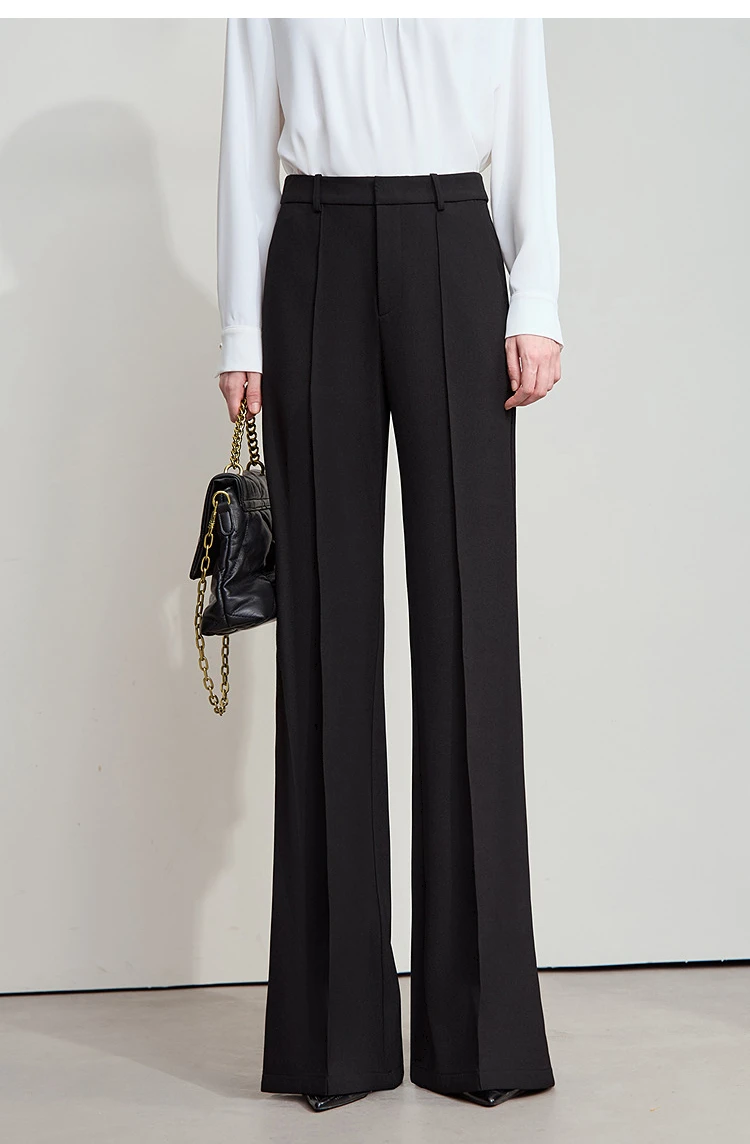 AMII Minimalist Women Casual Pants 2025 Autumn Fashion Black Wide Leg Pants Anti Wrinkle Loose Trousers Women's Clothes 12523100