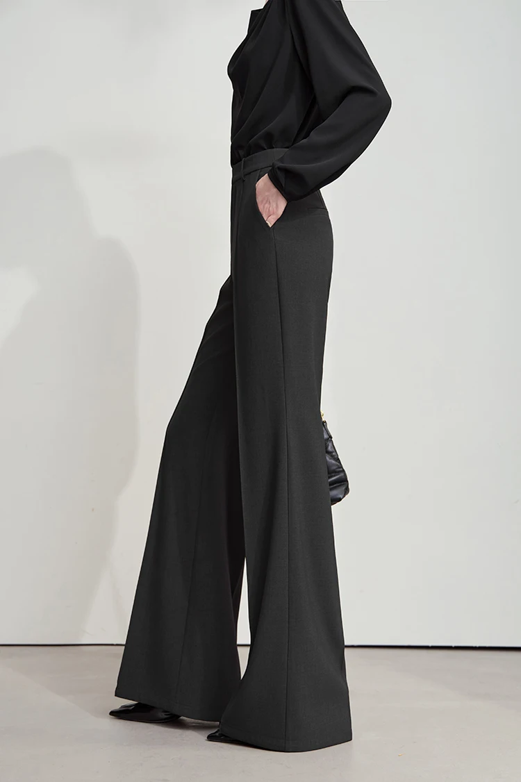 AMII Minimalist Women Casual Pants 2025 Autumn Fashion Black Wide Leg Pants Anti Wrinkle Loose Trousers Women's Clothes 12523100
