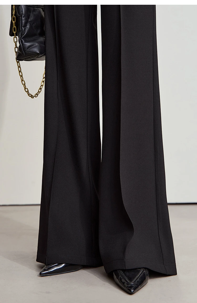 AMII Minimalist Women Casual Pants 2025 Autumn Fashion Black Wide Leg Pants Anti Wrinkle Loose Trousers Women's Clothes 12523100