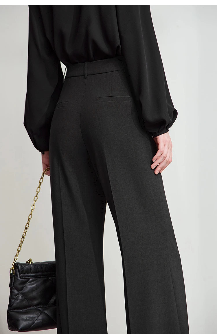 AMII Minimalist Women Casual Pants 2025 Autumn Fashion Black Wide Leg Pants Anti Wrinkle Loose Trousers Women's Clothes 12523100
