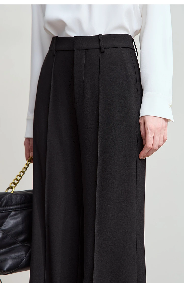 AMII Minimalist Women Casual Pants 2025 Autumn Fashion Black Wide Leg Pants Anti Wrinkle Loose Trousers Women's Clothes 12523100