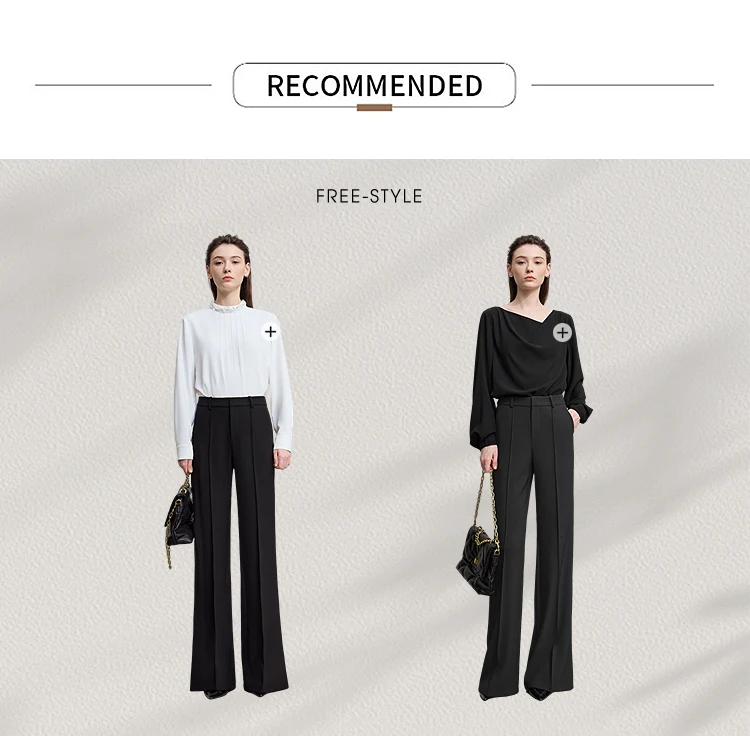 AMII Minimalist Women Casual Pants 2025 Autumn Fashion Black Wide Leg Pants Anti Wrinkle Loose Trousers Women's Clothes 12523100