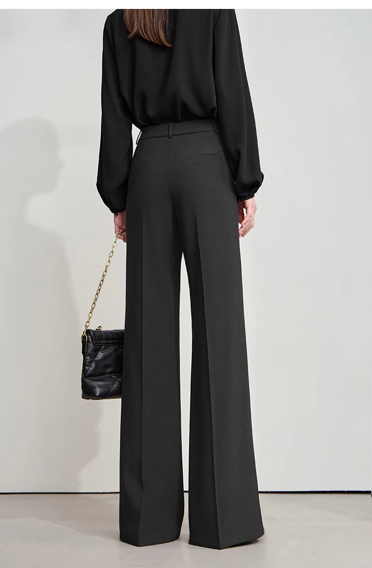 AMII Minimalist Women Casual Pants 2025 Autumn Fashion Black Wide Leg Pants Anti Wrinkle Loose Trousers Women's Clothes 12523100