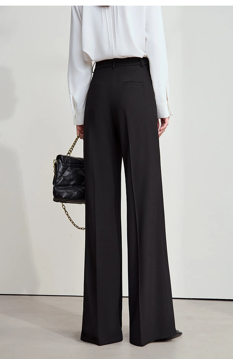 AMII Minimalist Women Casual Pants 2025 Autumn Fashion Black Wide Leg Pants Anti Wrinkle Loose Trousers Women's Clothes 12523100