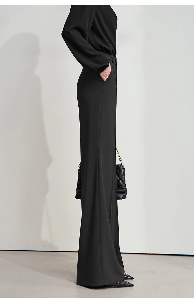 AMII Minimalist Women Casual Pants 2025 Autumn Fashion Black Wide Leg Pants Anti Wrinkle Loose Trousers Women's Clothes 12523100