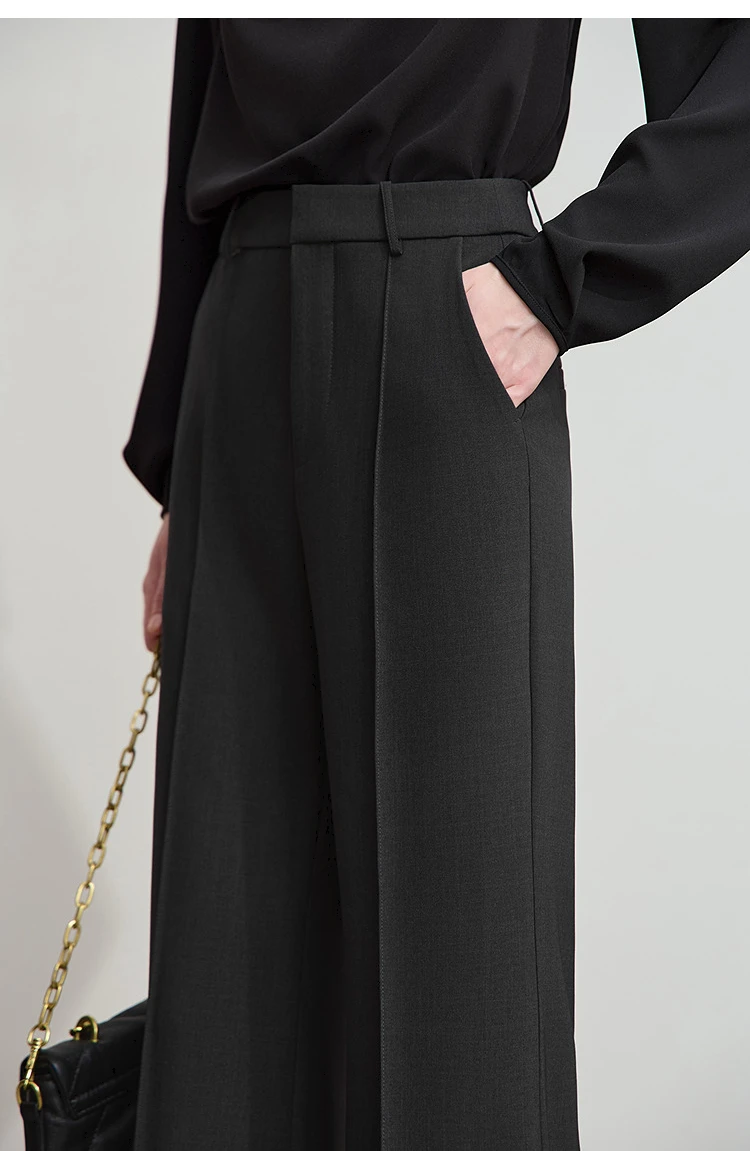 AMII Minimalist Women Casual Pants 2025 Autumn Fashion Black Wide Leg Pants Anti Wrinkle Loose Trousers Women's Clothes 12523100