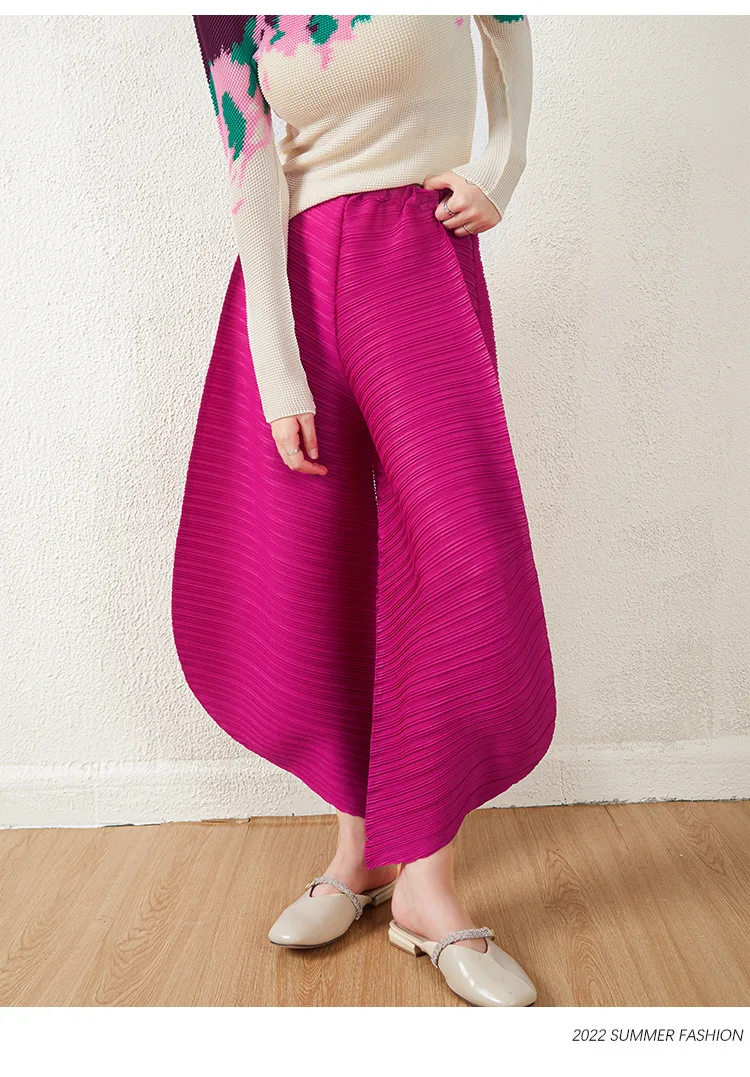 Miyake Pleated Bloomers Women Big Size High Waist Harem Pants Korean Fashion Loose Casual Wide Leg Trousers