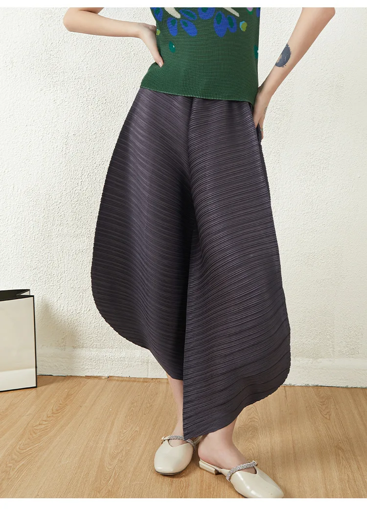 Miyake Pleated Bloomers Women Big Size High Waist Harem Pants Korean Fashion Loose Casual Wide Leg Trousers