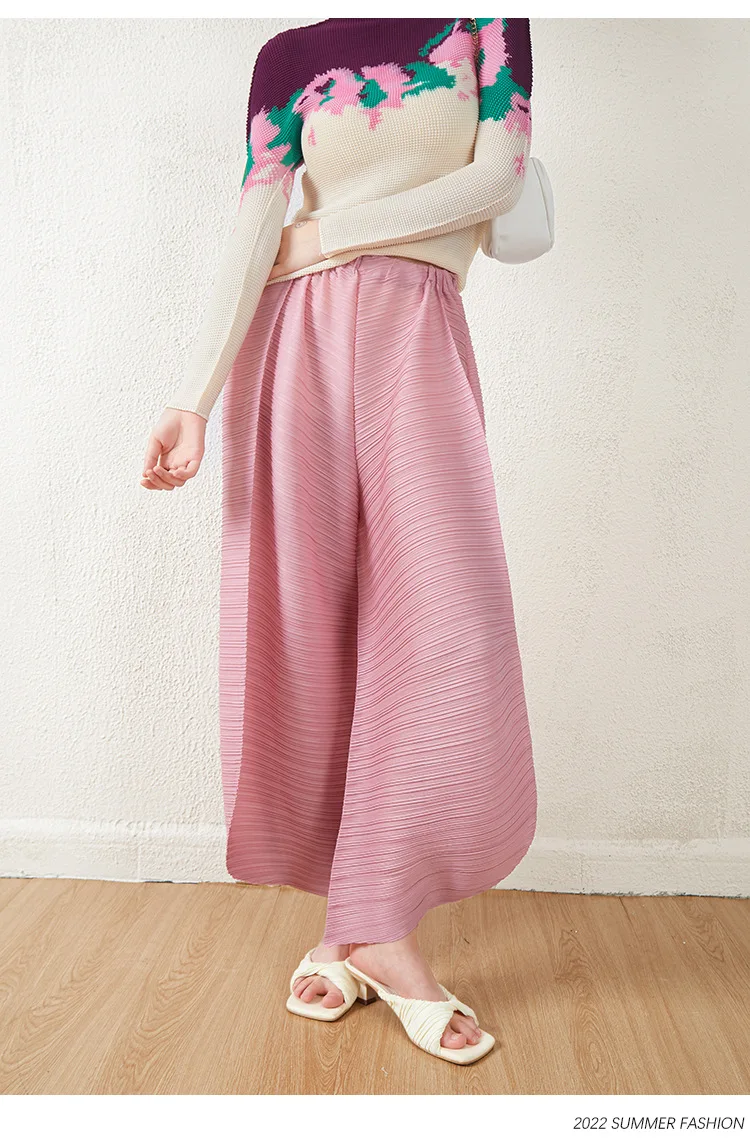 Miyake Pleated Bloomers Women Big Size High Waist Harem Pants Korean Fashion Loose Casual Wide Leg Trousers
