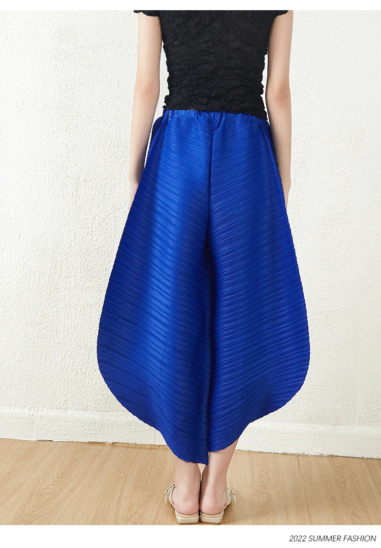 Miyake Pleated Bloomers Women Big Size High Waist Harem Pants Korean Fashion Loose Casual Wide Leg Trousers